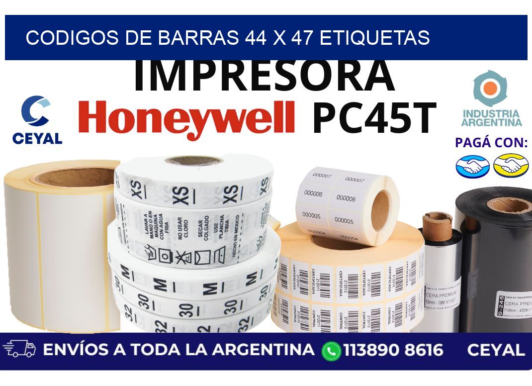 codigos de barras 44 x 47 etiquetas