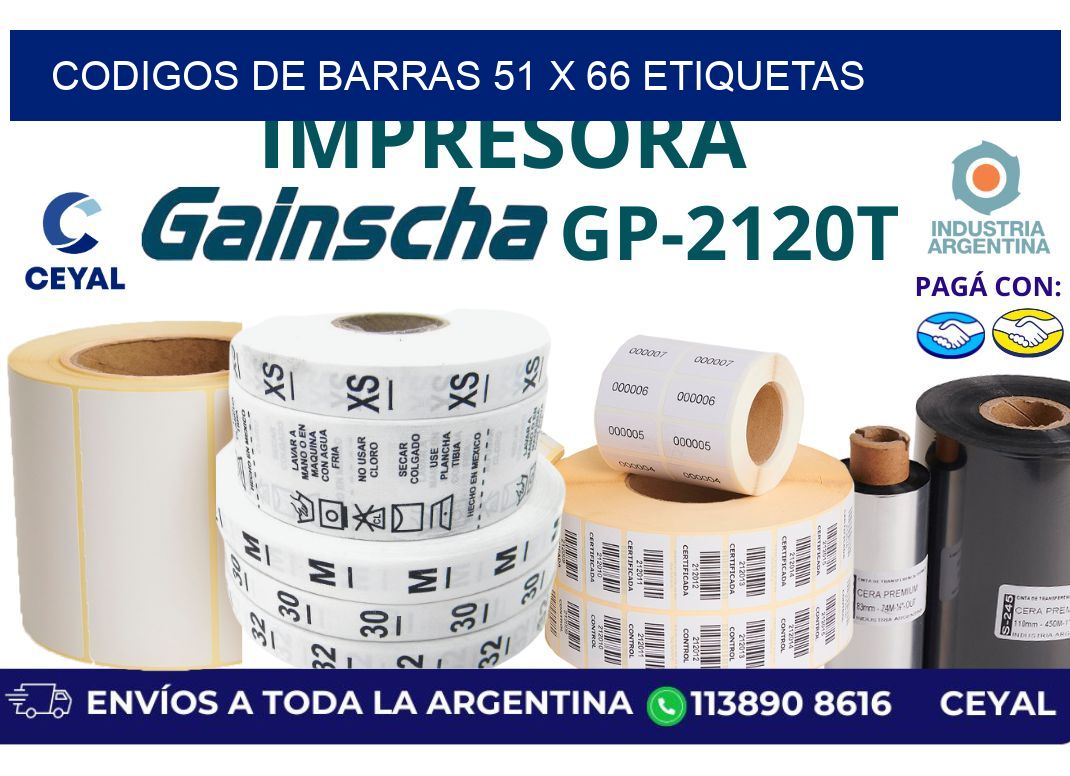 codigos de barras 51 x 66 etiquetas