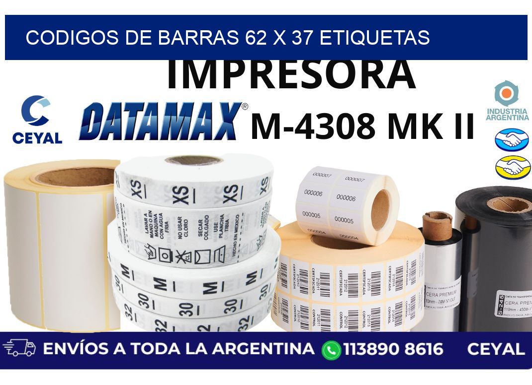 codigos de barras 62 x 37 etiquetas