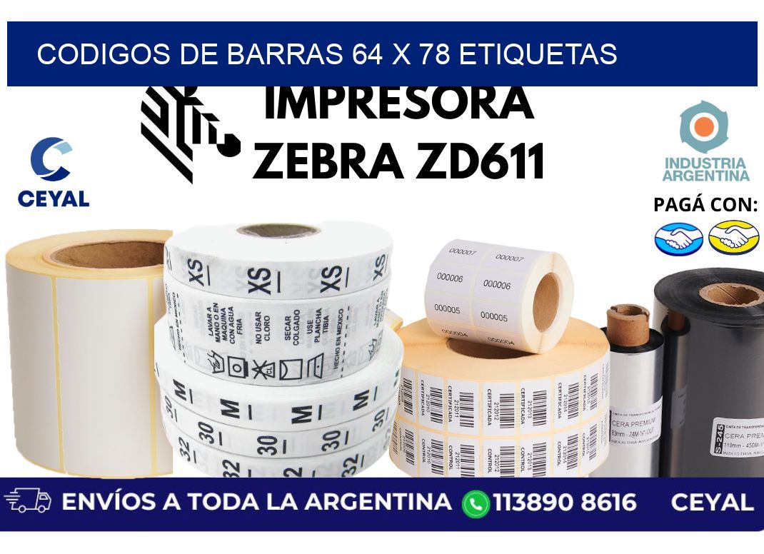 codigos de barras 64 x 78 etiquetas