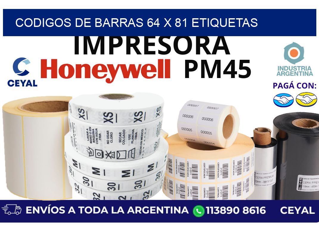 codigos de barras 64 x 81 etiquetas