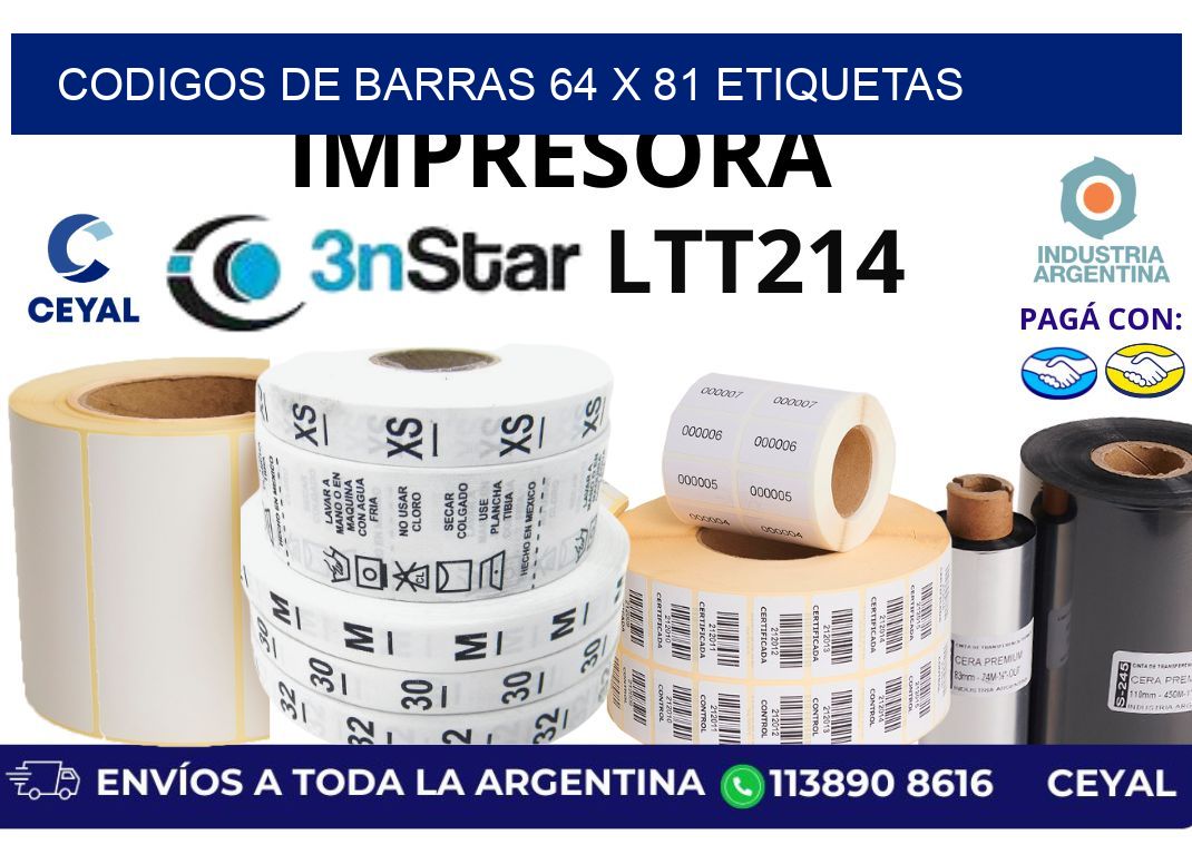 codigos de barras 64 x 81 etiquetas