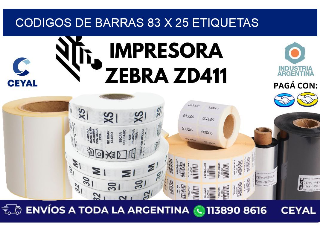codigos de barras 83 x 25 etiquetas