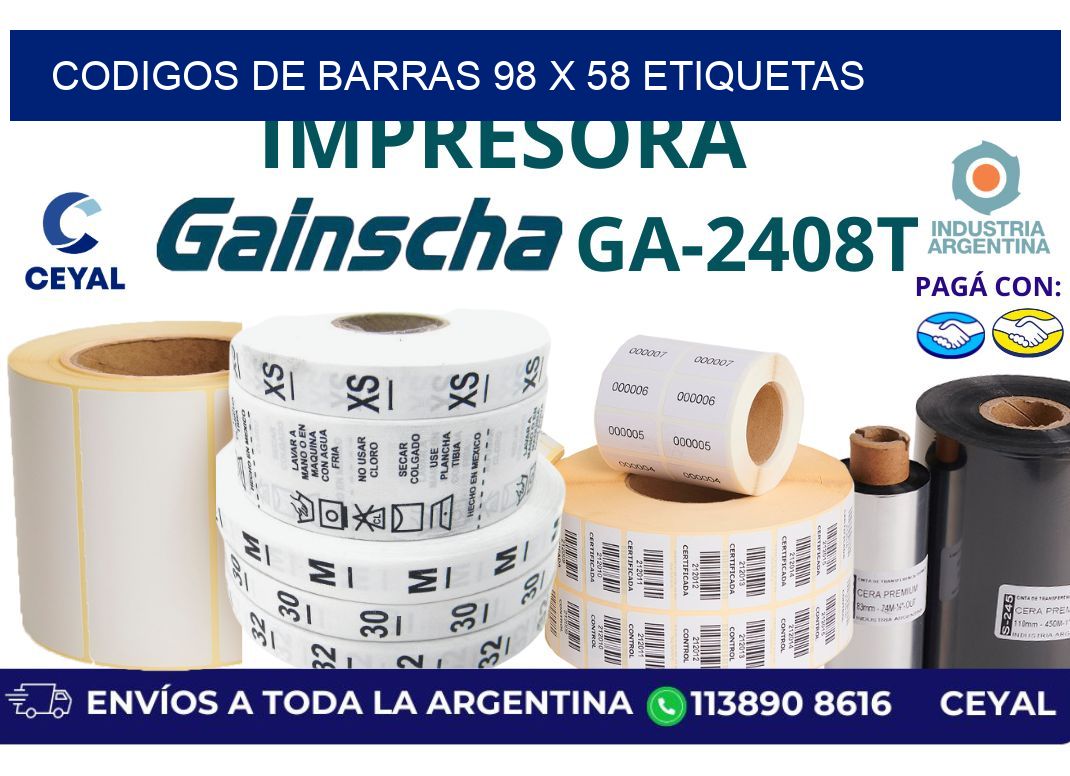 codigos de barras 98 x 58 etiquetas
