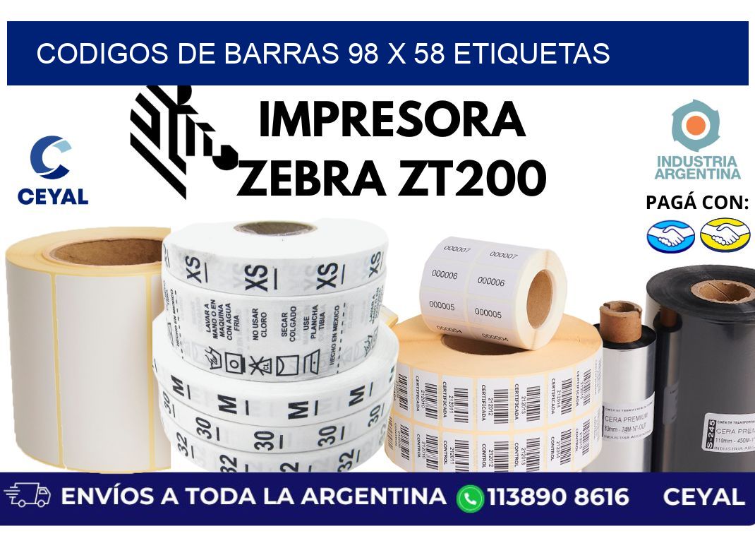 codigos de barras 98 x 58 etiquetas