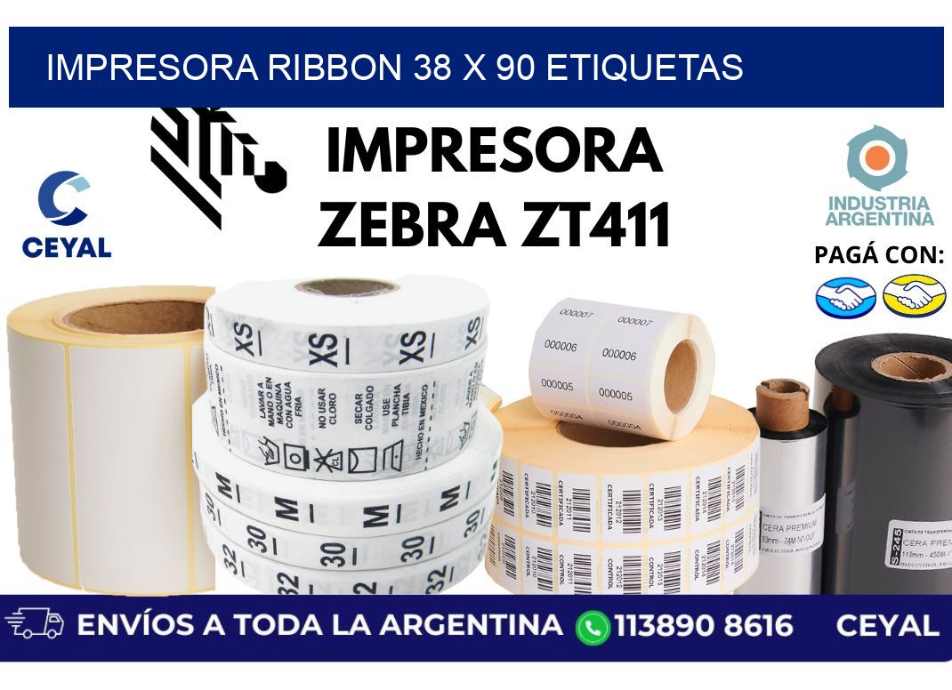 impresora ribbon 38 x 90 etiquetas