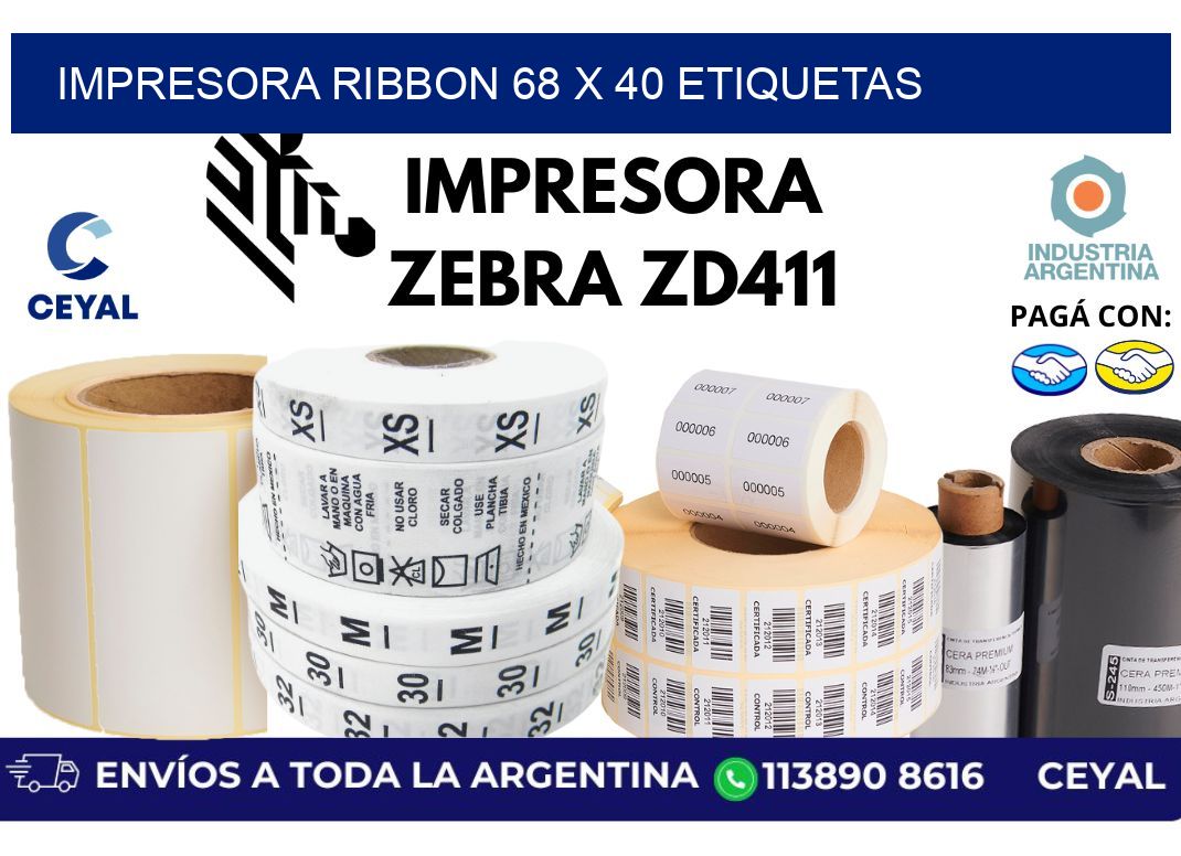 impresora ribbon 68 x 40 etiquetas