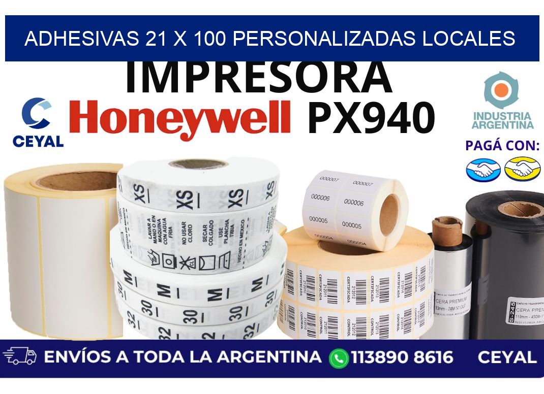 adhesivas 21 x 100 personalizadas locales