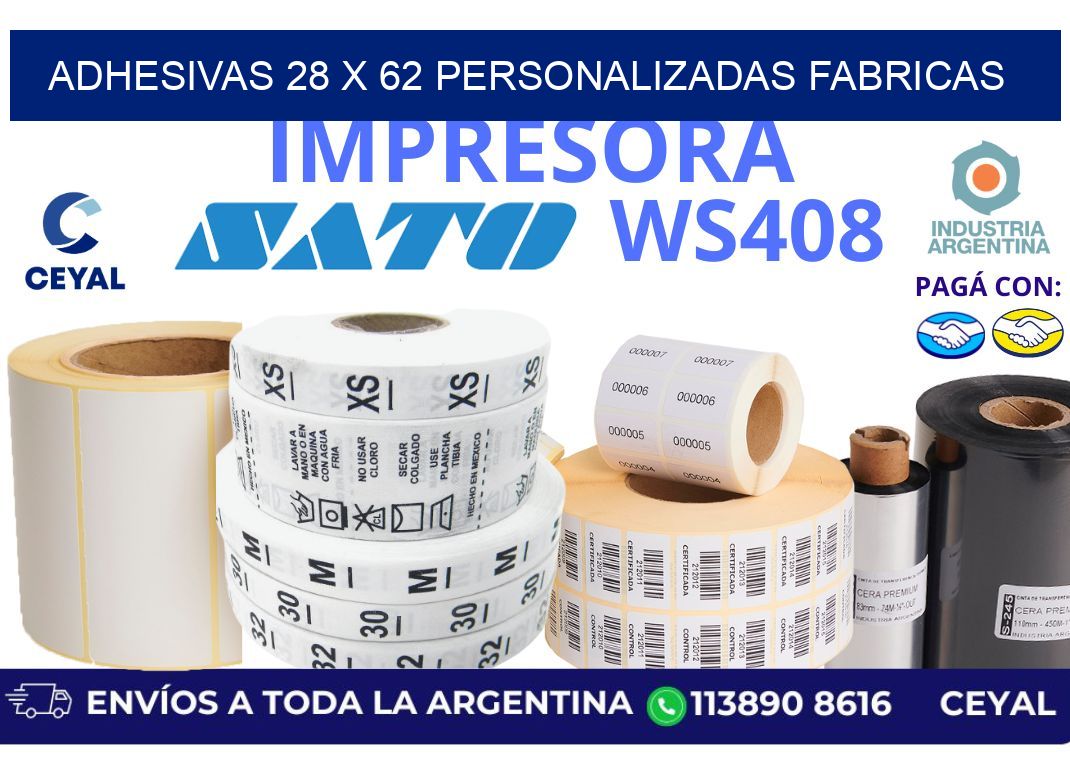 adhesivas 28 x 62 personalizadas fabricas