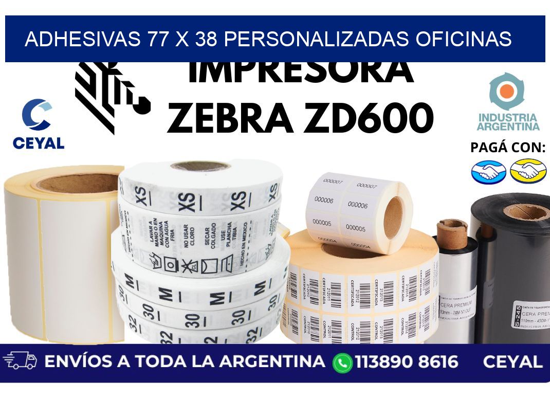 adhesivas 77 x 38 personalizadas oficinas