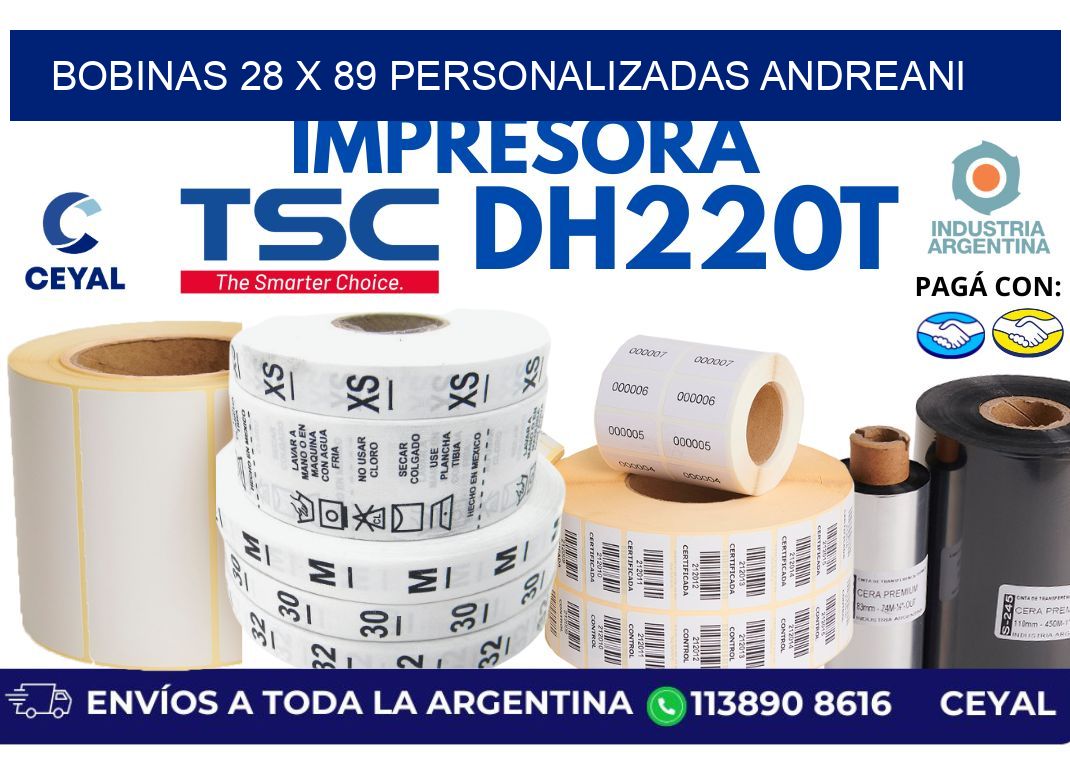 bobinas 28 x 89 personalizadas andreani