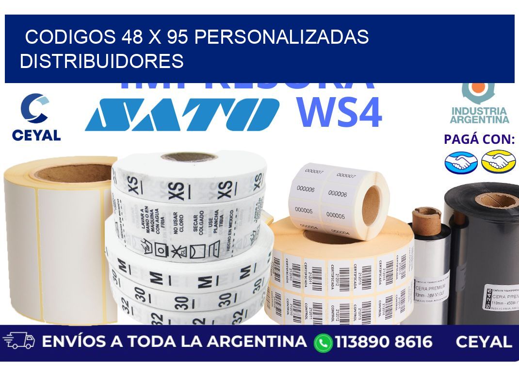 codigos 48 x 95 personalizadas distribuidores