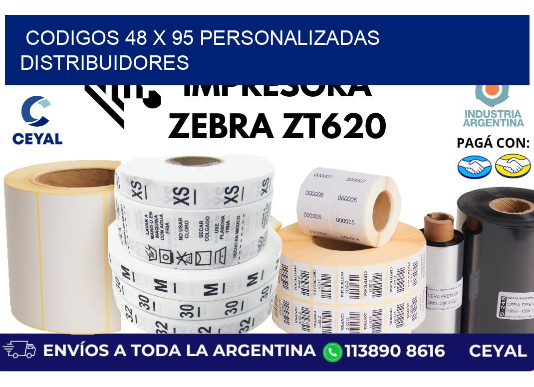 codigos 48 x 95 personalizadas distribuidores