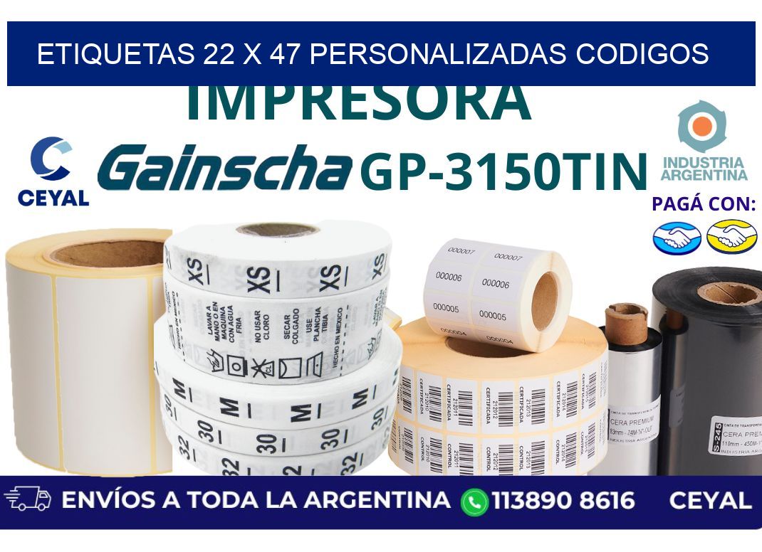 etiquetas 22 x 47 personalizadas codigos