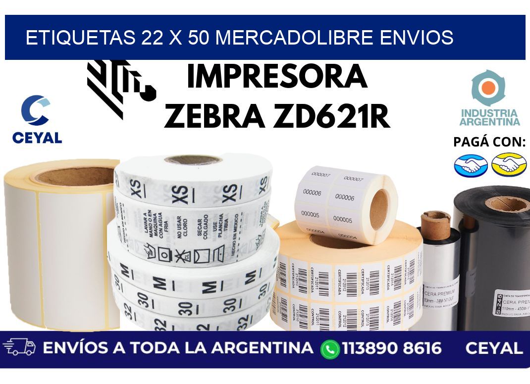 etiquetas 22 x 50 mercadolibre envios