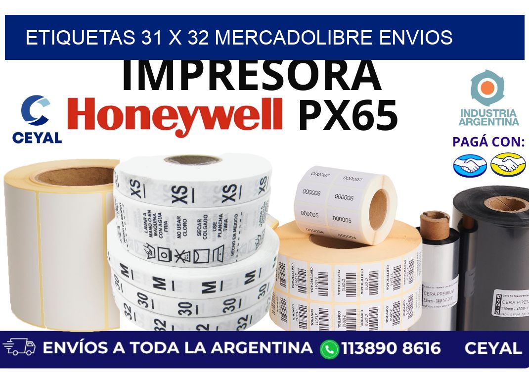 etiquetas 31 x 32 mercadolibre envios