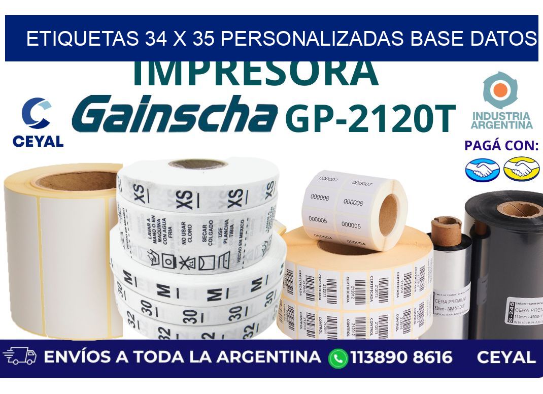 etiquetas 34 x 35 personalizadas base datos