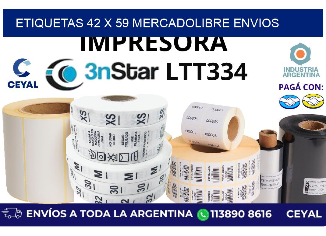 etiquetas 42 x 59 mercadolibre envios