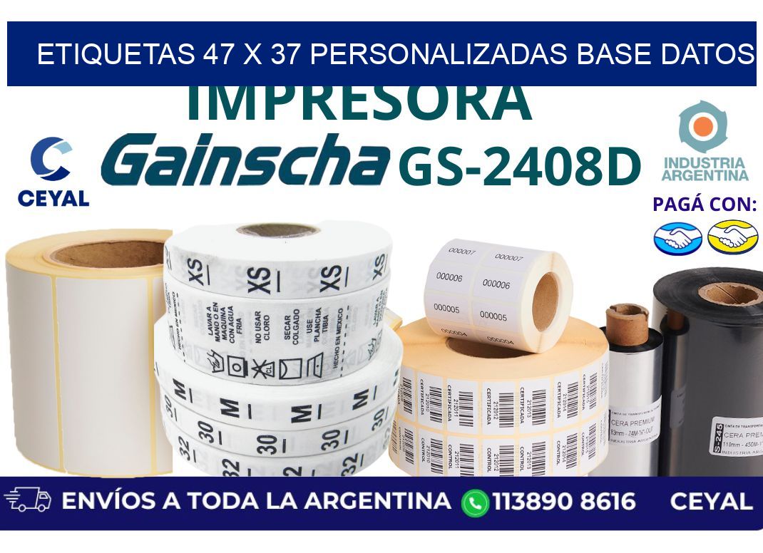 etiquetas 47 x 37 personalizadas base datos