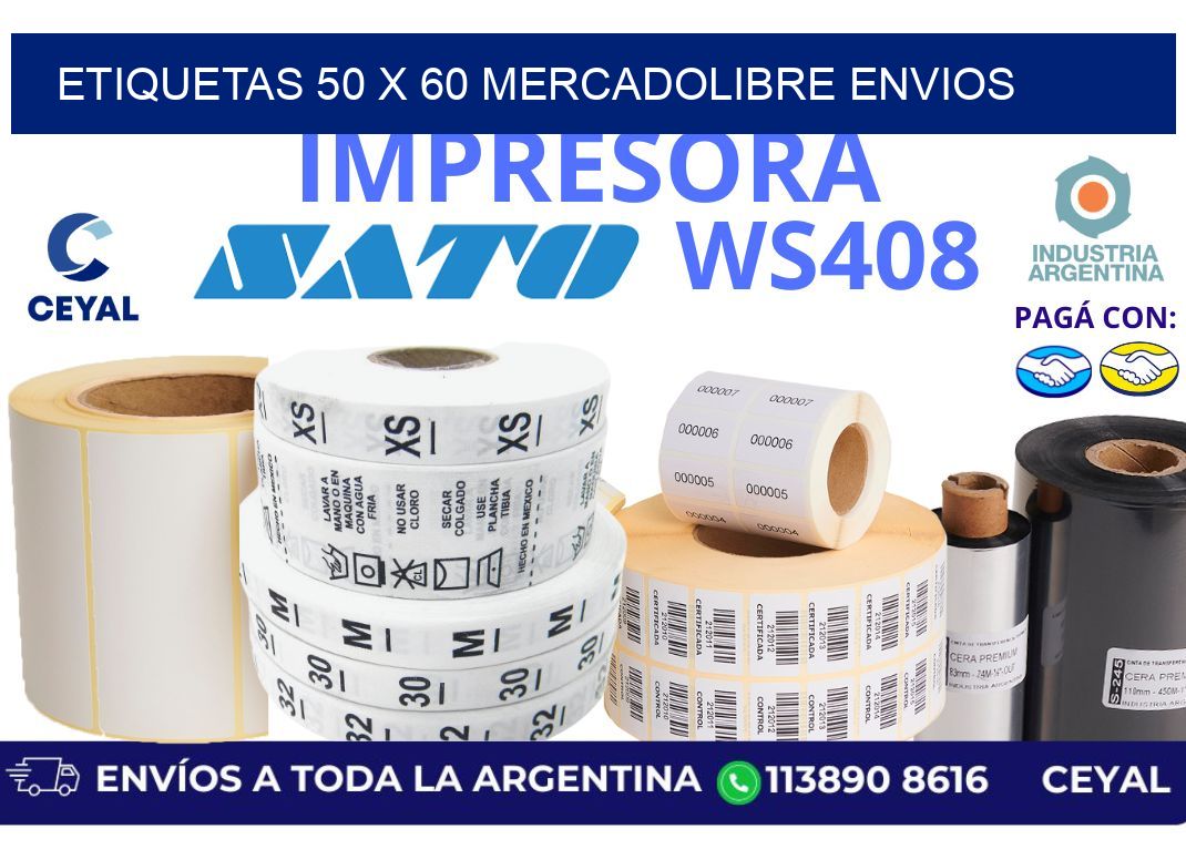 etiquetas 50 x 60 mercadolibre envios