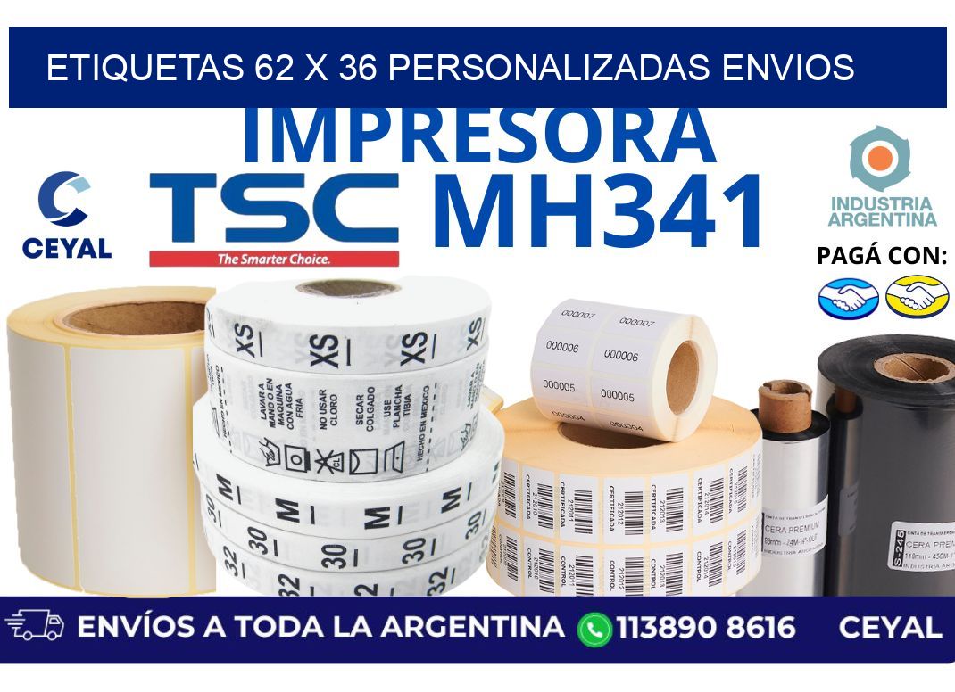 etiquetas 62 x 36 personalizadas envios