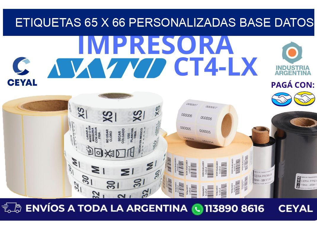 etiquetas 65 x 66 personalizadas base datos
