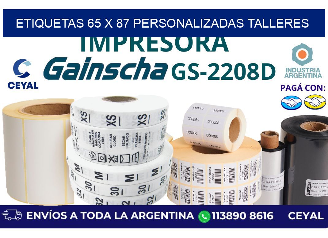 etiquetas 65 x 87 personalizadas talleres