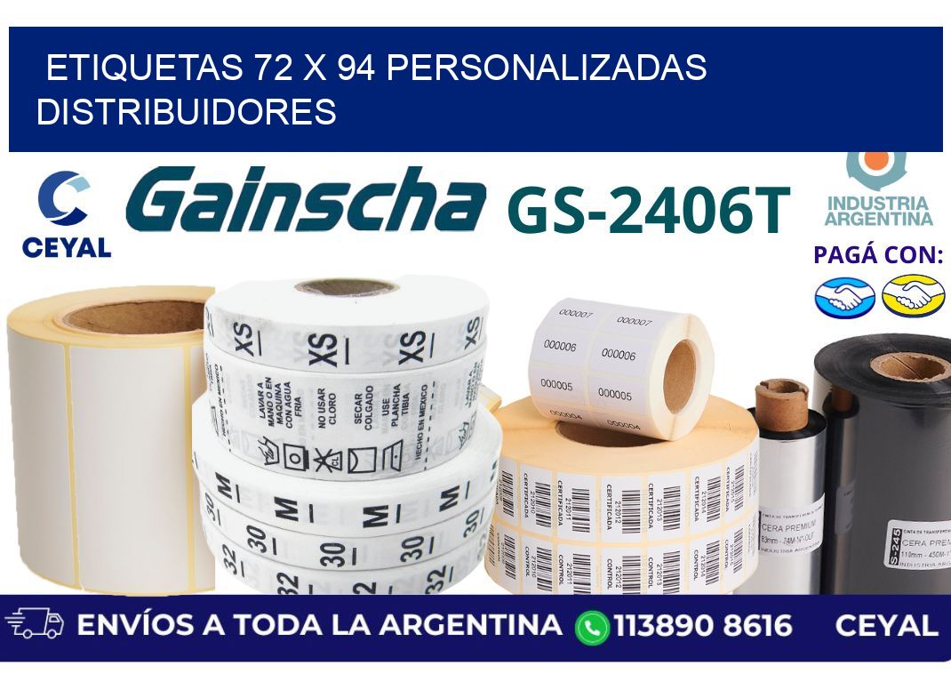 etiquetas 72 x 94 personalizadas distribuidores