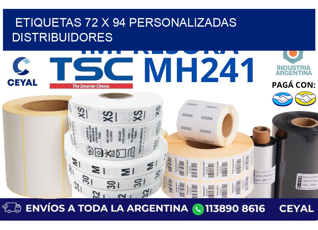 etiquetas 72 x 94 personalizadas distribuidores