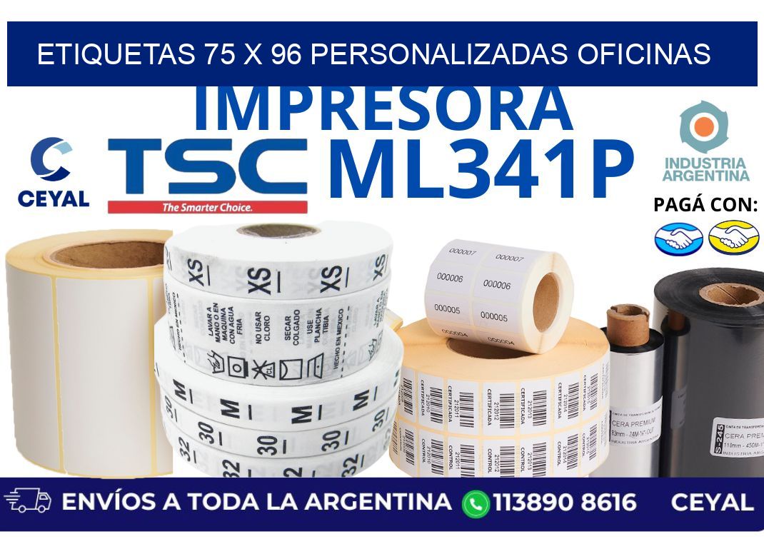etiquetas 75 x 96 personalizadas oficinas