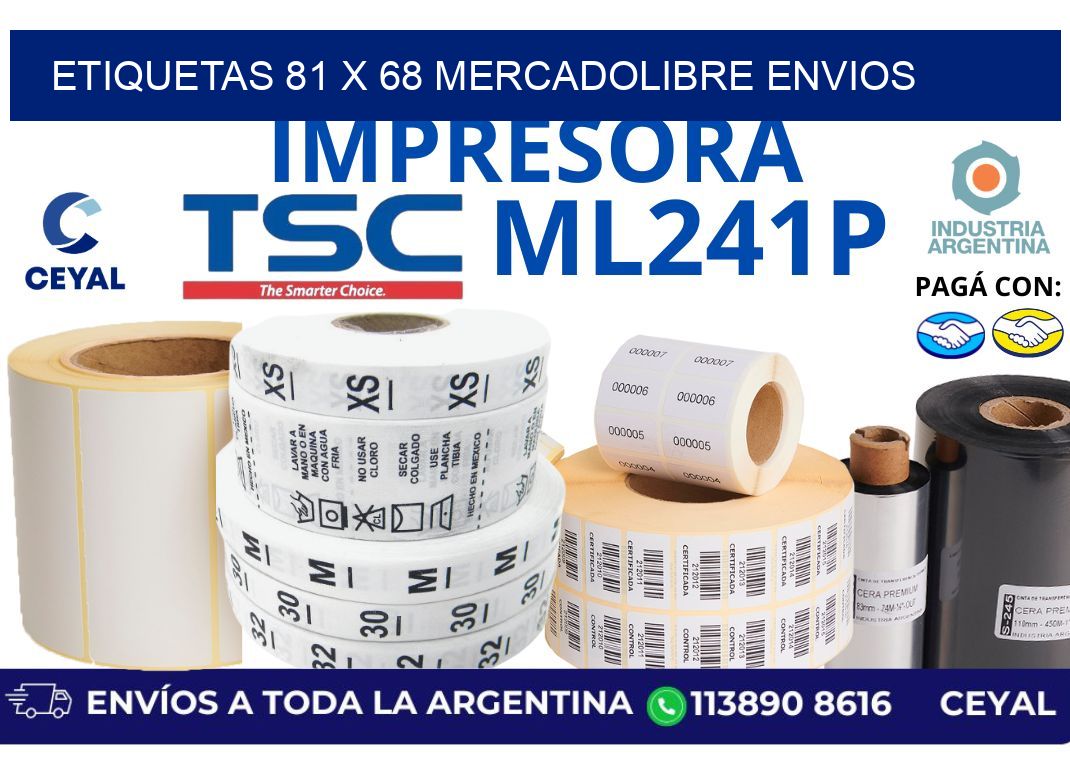 etiquetas 81 x 68 mercadolibre envios