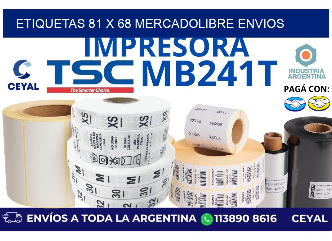 etiquetas 81 x 68 mercadolibre envios