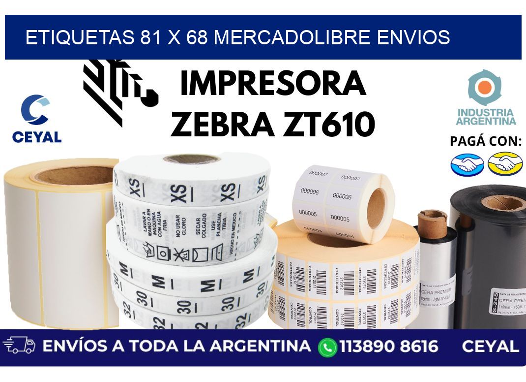 etiquetas 81 x 68 mercadolibre envios