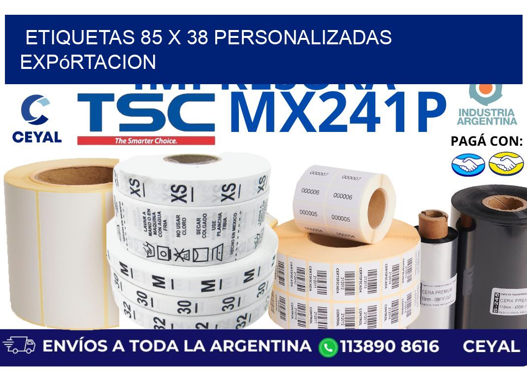 etiquetas 85 x 38 personalizadas expórtacion