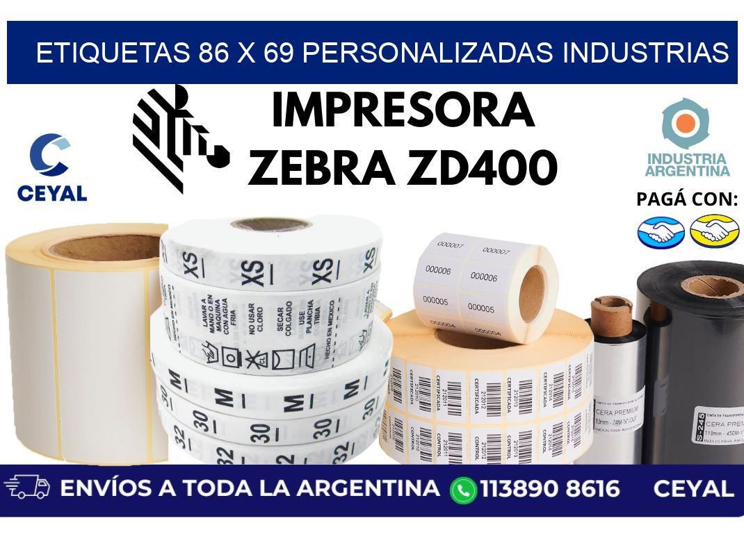 etiquetas 86 x 69 personalizadas industrias