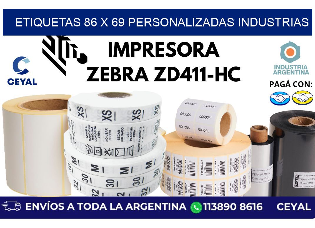 etiquetas 86 x 69 personalizadas industrias