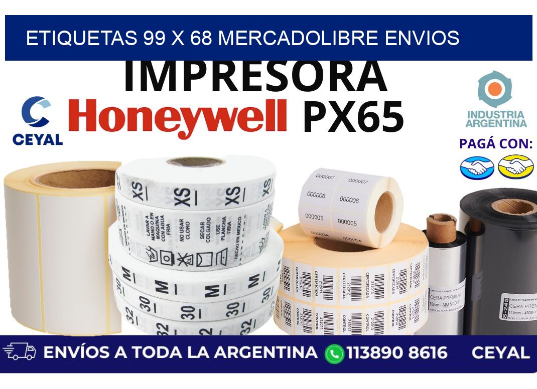 etiquetas 99 x 68 mercadolibre envios
