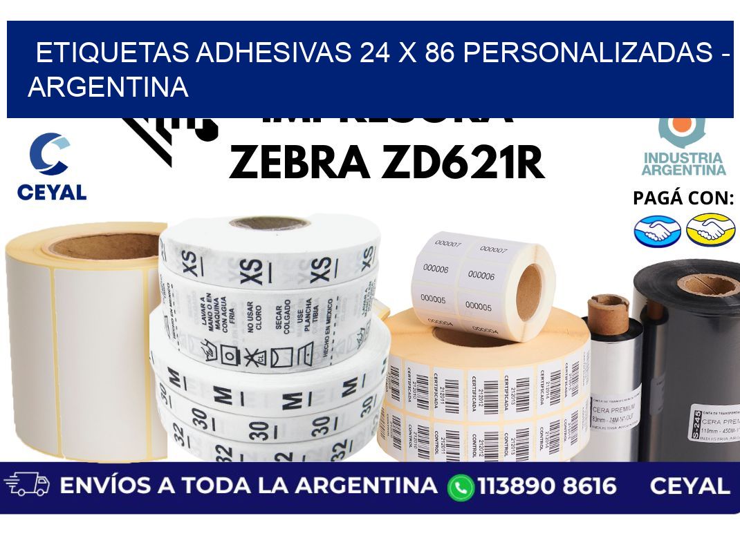 etiquetas adhesivas 24 x 86 personalizadas - Argentina