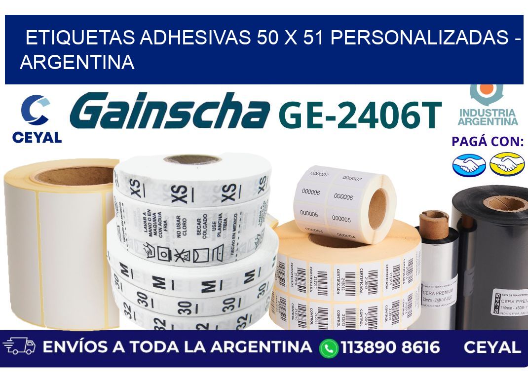 etiquetas adhesivas 50 x 51 personalizadas - Argentina