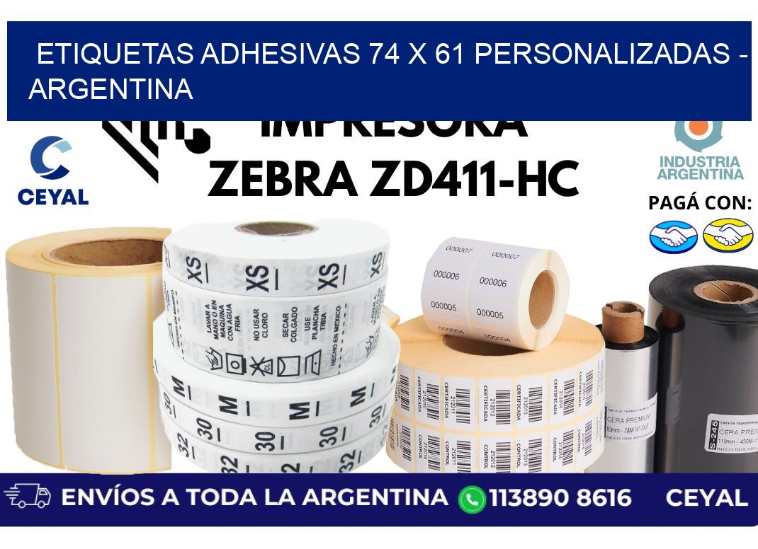 etiquetas adhesivas 74 x 61 personalizadas - Argentina