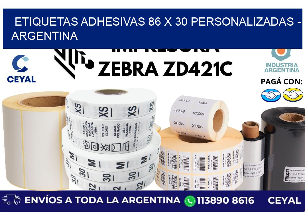 etiquetas adhesivas 86 x 30 personalizadas - Argentina