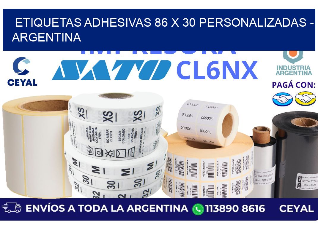 etiquetas adhesivas 86 x 30 personalizadas - Argentina