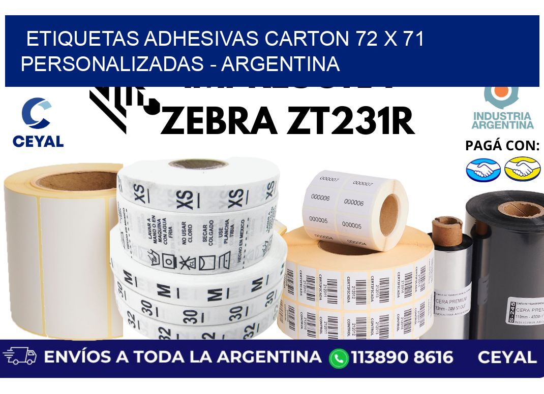 etiquetas adhesivas carton 72 x 71 personalizadas - Argentina