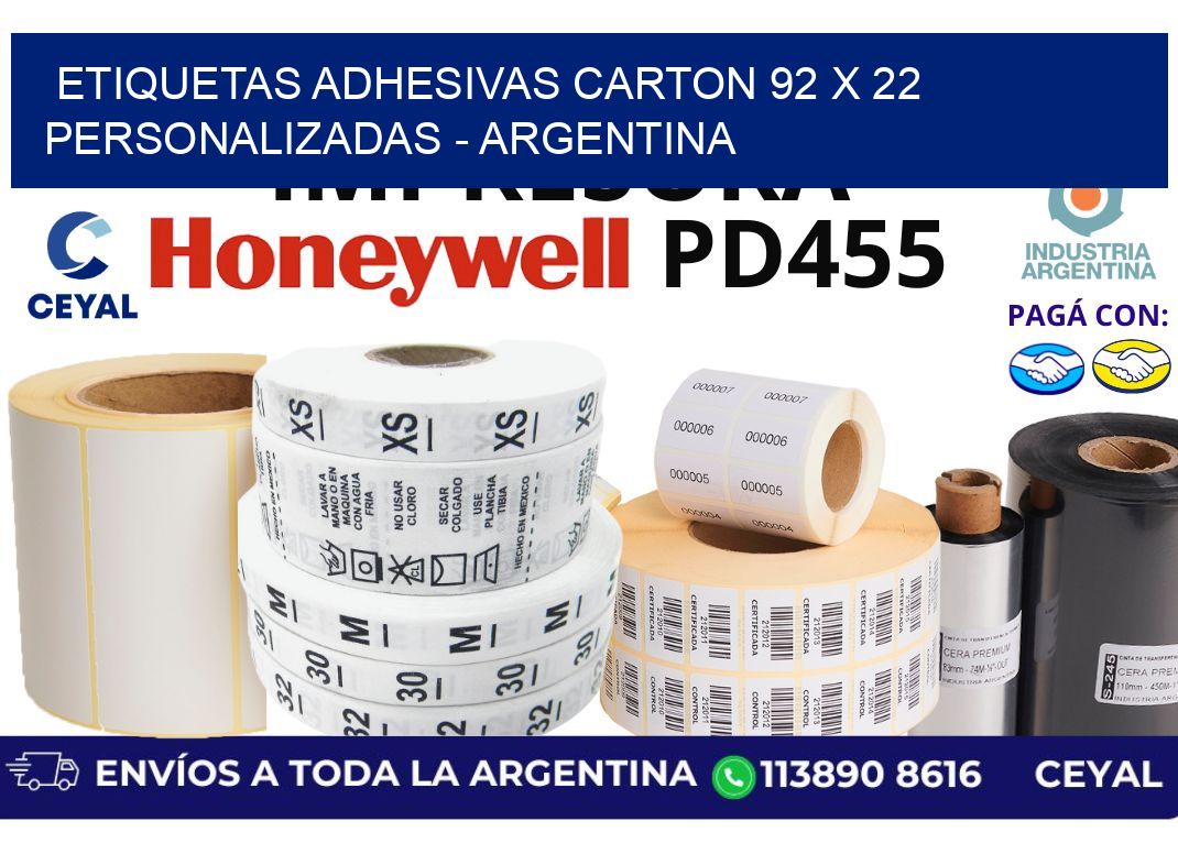 etiquetas adhesivas carton 92 x 22 personalizadas - Argentina
