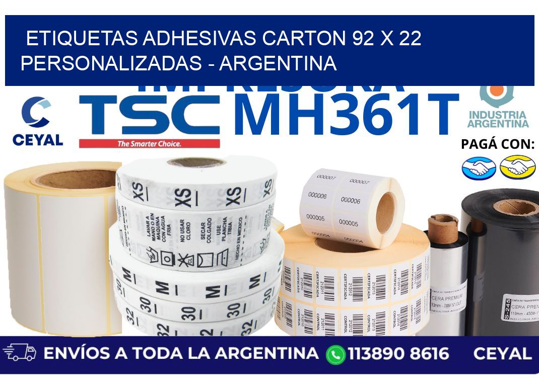 etiquetas adhesivas carton 92 x 22 personalizadas – Argentina