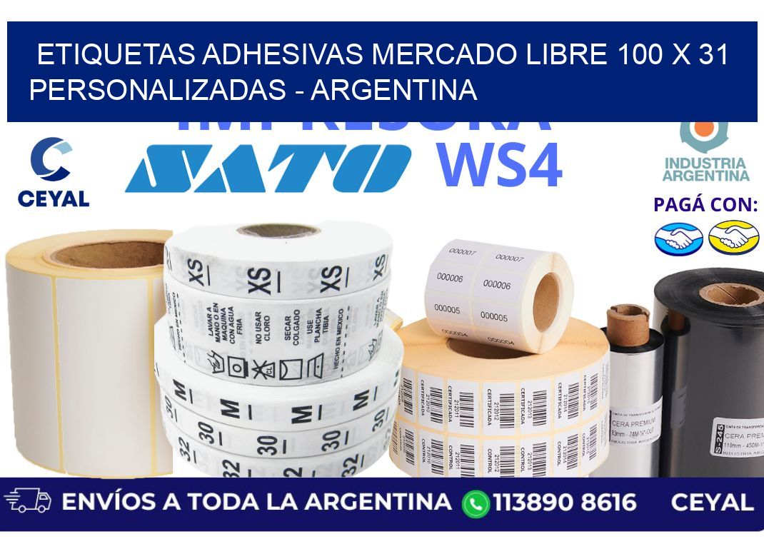 etiquetas adhesivas mercado libre 100 x 31 personalizadas – Argentina