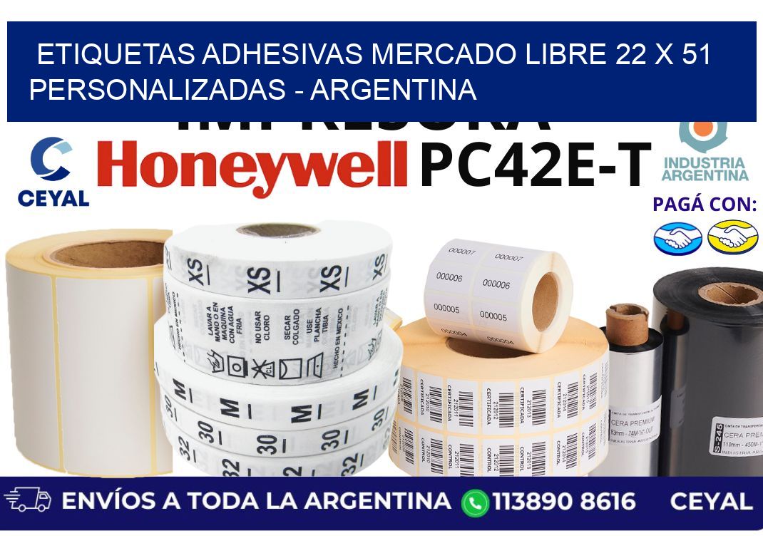 etiquetas adhesivas mercado libre 22 x 51 personalizadas - Argentina