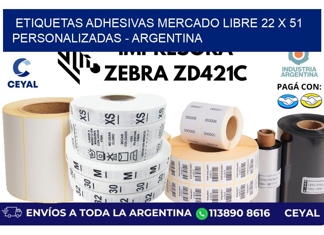 etiquetas adhesivas mercado libre 22 x 51 personalizadas – Argentina