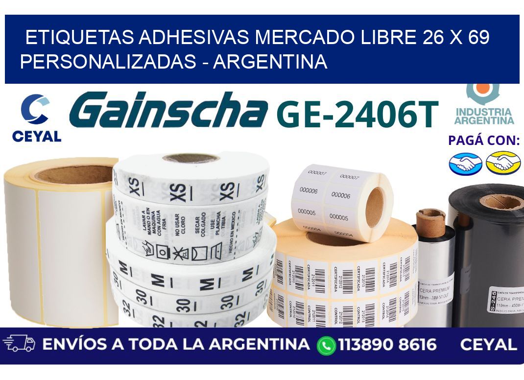 etiquetas adhesivas mercado libre 26 x 69 personalizadas – Argentina