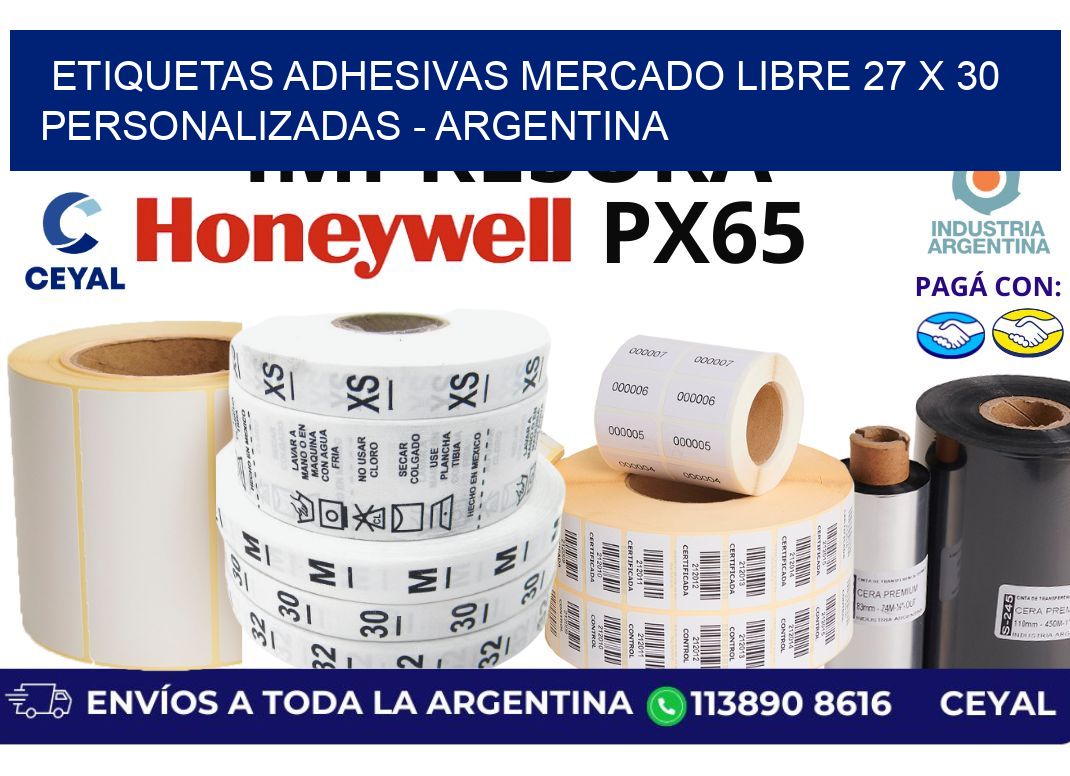 etiquetas adhesivas mercado libre 27 x 30 personalizadas - Argentina